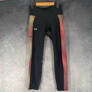 Under Armour‎ Womens Medium Heat Gear Compression Leggings Black Side Striped